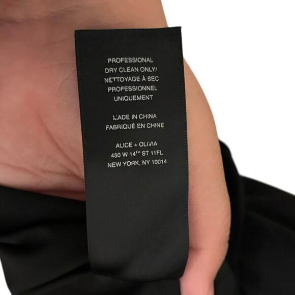 Alice + Olivia Black One Shoulder Ruffle Silk Mini Dress Size Medium - Picture 7 of 7
